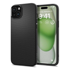 Spigen Apple iPhone 16 Plus, Szilikon tok, Spigen Liquid Air, háromszög minta, fekete tok és táska
