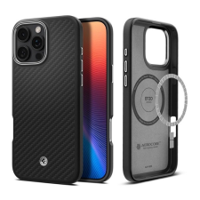 Spigen Apple iPhone 16 Pro enzo aramid telefonvédő (magsafe, karbon minta) fekete/ezüst tok és táska