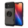 Spigen Apple iPhone 16 slim armor mag szilikon védő (műanyag hátlap, ütésállóság, légpárnás sarok, magsafe) sötétszürke