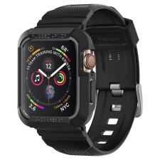 Spigen Apple Watch Series 4 / 5 / 6 / SE 44mm Spigen Rugged Armor Pro, ütésálló okosóra tok szíjjal, fekete okosóra kellék