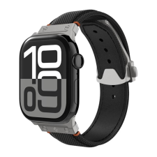 Spigen CLASSIC FIT pótszíj (egyedi méret. nagy. textil. állítható. pillangó csat) FEKETE okosóra kellék