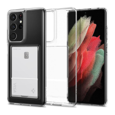 Spigen Crystal Slot Samsung Galaxay S21 Ultra tok kártyatartóval, Crystal Clear, átlátszó tok és táska