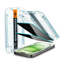 Spigen EZ FIT képernyővédő üveg 2db (2.5D, tokbarát, ultravékony, 0.2mm, 9H + segédkeret) ÁTLÁTSZÓ Apple iPhone 15 Plus mobiltelefon kellék