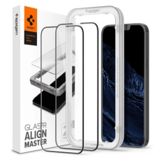 Spigen GlastR Alginmaster Full kijelzővédő üveg iPhone 13 Pro Max fekete 2db mobiltelefon kellék