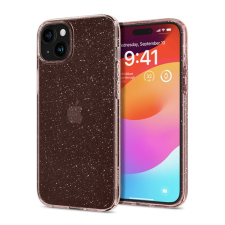 Spigen Liquid Crystal Glitter Apple iPhone 15 Plus tok, csillámos rózsaszín átlátszó tok és táska