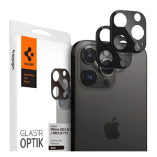 Spigen OPTIK kameravédő üveg 2db (lekerekített szél, karcálló, 9H) FEKETE Apple iPhone 14 Pro, Apple iPhone 14 Pro Max mobiltelefon kellék