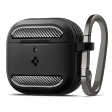 Spigen RUGGED ARMOR Apple AirPods 4 készülékhez tok matt fekete fülhallgató, fejhallgató tok