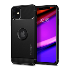 Spigen Rugged Armor Apple iPhone 11 tok, Matte Black, fekete tok és táska