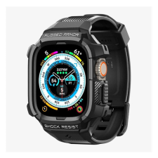 Spigen RUGGED ARMOR PRO pótszíj (egyedi méret, szilikon, ütésállóság + szilikon keret) FEKETE okosóra kellék