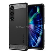 Spigen RUGGED ARMOR szilikon telefonvédő (ütésállóság, légpárnás sarok, karbon minta) FEKETE (ACS08296) tok és táska