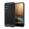 Spigen RUGGED ARMOR szilikon telefonvédő (ütésállóság, légpárnás sarok, karbon minta, MagSafe) FEKETE Samsung Galaxy S25 Plus (SM-S936)
