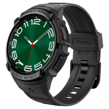 Spigen Samsung Galaxy Watch 6 Classic (47mm) SM-R960 / R965, Szilikon védőkeret, ütésálló, szíjjal, Spigen Rugged Armor Pro, fekete okosóra kellék