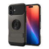Spigen SLIM ARMOR MAG szilikon telefonvédő (műanyag hátlap, ütésállóság, légpárnás sarok, MagSafe) SÖTÉTSZÜRKE Apple iPhone 16