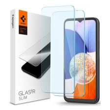Spigen SLIM képernyővédő üveg 2db (2.5D, extra karcálló, tokbarát, ultravékony, 0.2mm, 9H) ÁTLÁTSZÓ Samsung Galaxy A14 5G (SM-A146), Samsung Galaxy A14 4G (SM-A145) mobiltelefon kellék