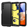 Spigen TOUGH ARMOR műanyag telefonvédő (szilikon keret, közepesen ütésálló, kitámasztó) FEKETE Samsung Galaxy A14 5G (SM-A146), Samsung Galaxy A14 4G (SM-A145)