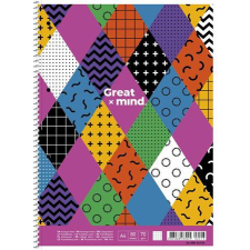  Spirálfüzet, A4+, kockás,, 80 lap, SHKOLYARYK "Great Mind", vegyes füzet