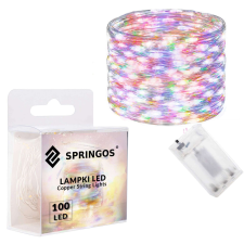Springos elemmel működő ledes lámpák 100 leds karácsonyi dekoráció