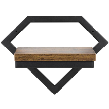 Springos Fali virágtartó, fém és MDF, 25,5x19 cm, fekete/barna bútor