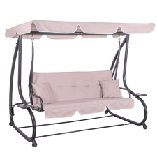 Springos háromszemélyes dönthető kerti Hintaágy pohártartóval #bézs hintaágy