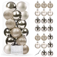 Springos Karácsonyfa gömbök 20 db - pezsgő/ezüst karácsonyfadísz