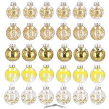 Springos Karácsonyfa gömbök 30 db - átlátszó, arany/sárga belső karácsonyfadísz