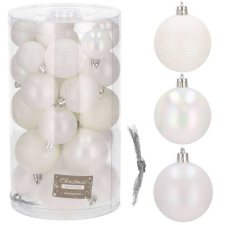 Springos Karácsonyfa gömbök 4/5/6cm 30db - fehér karácsonyfadísz
