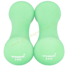 Springos Neoprén súlyzó pár 2x2 kg-os zöld, ergonomikus kézisúlyzó