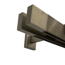  Square-Line karnis szett, 2 soros, 200 cm, széles végzáróval , Inox karnis, függönyrúd