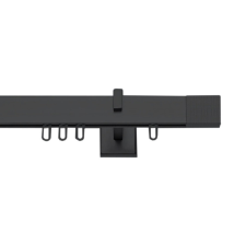  Square-Line profil, 160 cm, széles végzáróval, Fekete karnis, függönyrúd