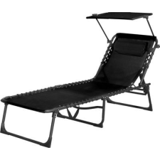ST Leisure Equipment Napozóágy tetővel CONOPEUM, fekete, állítható, 188x56x28 cm kerti bútor