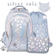 St. Right cicás iskolatáska, hátizsák 39 cm SZETT - Silver Cats iskolatáska
