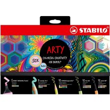 STABILO ARTY - 50 db - szövegkiemelő, színes ceruza, tűfilc és prémium szálas filctoll filctoll, marker