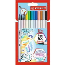STABILO Ecsetirón készlet,  "Pen 68 brush", 12 különböző szín filctoll, marker