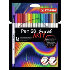 STABILO Ecsetirón készlet, STABILO "Pen 68 brush ARTY", 18 különbözõ szín filctoll, marker