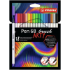 STABILO Ecsetirón készlet, STABILO "Pen 68 brush ARTY", 18 különböző szín