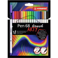 STABILO Ecsetirón készlet, STABILO "Pen 68 brush ARTY", 18 különböző szín filctoll, marker