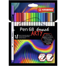 STABILO Ecsetirón készlet, STABILO &quot;Pen 68 brush ARTY&quot;, 18 különböző szín filctoll, marker