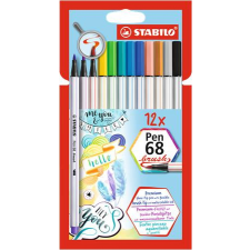  STABILO Ecsetirón készlet, STABILO &quot;Pen 68 brush&quot;, 12 különböző szín filctoll, marker