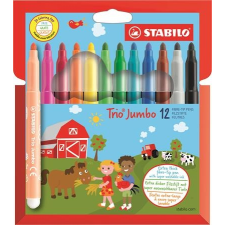 STABILO Filctoll készlet, 3 mm, STABILO "Trio Jumbo", 12 különböző szín filctoll, marker