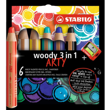 Stabilo International GmbH - Magyarországi Fióktelepe Stabilo woody 3 in 1 színes ceruza készlet 6 db-os (hegyezővel) ARTY színes ceruza