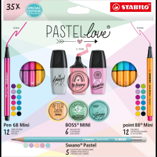 STABILO Pastellove - 35 db - tűfilc, prémium szálas filctoll, szövegkiemelő és grafitceruza (4006381590372) filctoll, marker
