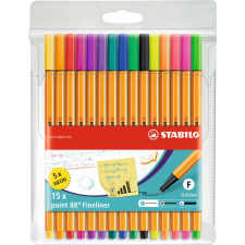 STABILO point 88 neon 15db-os vegyes színű tűfilc készlet 8815-1 filctoll, marker