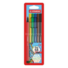 STABILO Rostirón készlet, 1 mm, STABILO &quot;Pen 68&quot;, 6 különböző szín filctoll, marker