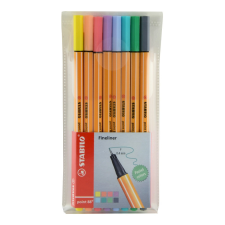 STABILO Rostirón, tűfilc készlet, 0,4mm, STABILO Point 88, 8 klf. pasztell szín filctoll, marker