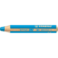  STABILO Színes ceruza, kerek, vastag, STABILO &quot;Woody 3 in 1&quot;, ciánkék színes ceruza