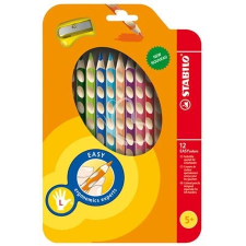 STABILO Színes ceruza készlet, háromszögletű, balkezes, STABILO &quot;EasyColours&quot;, 12 különböző szín színes ceruza