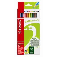 STABILO Színes ceruza készlet, hatszögletű, "GreenColors", 12 szín színes ceruza
