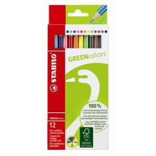 STABILO Színes ceruza készlet, hatszögletű, STABILO &quot;GreenColors&quot;, 12 szín színes ceruza