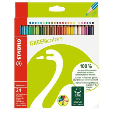 STABILO Színes ceruza készlet, hatszögletű, STABILO "GreenColours", 24 különböző szín színes ceruza