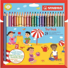 STABILO Színes ceruza készlet, vastag, háromszögletű, hegyezővel, STABILO &quot;Trio thick&quot;, 24 különb... színes ceruza
